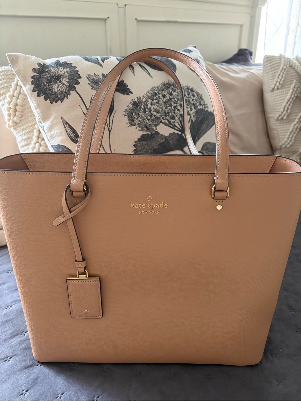 kate spade Tan/Taupe Leather Tote with Gold Hardware